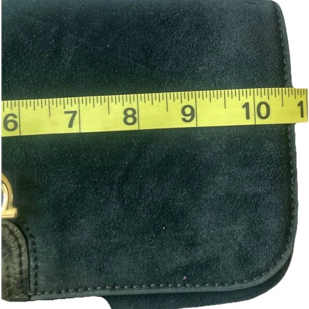 Talbots Black Genuine Suede Horsebit Clutch Handbag Purse Gold Clasp Classic Bag